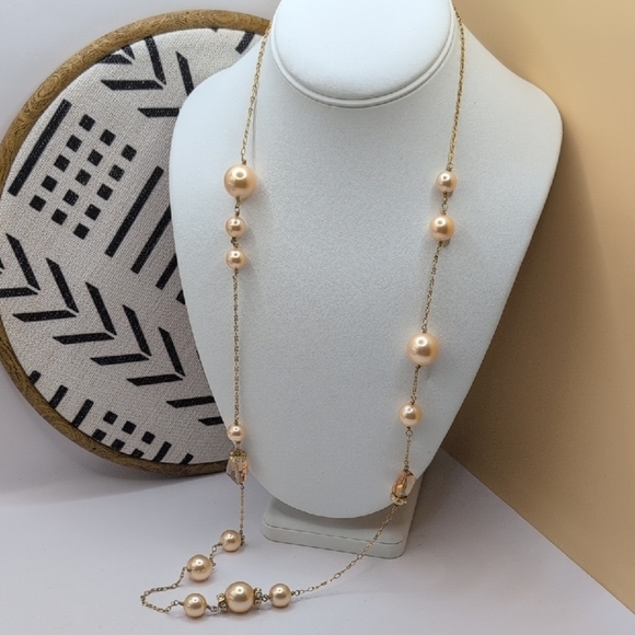 J. Crew Gold Pearl Necklace Minimalist Design - Picture 1 of 4